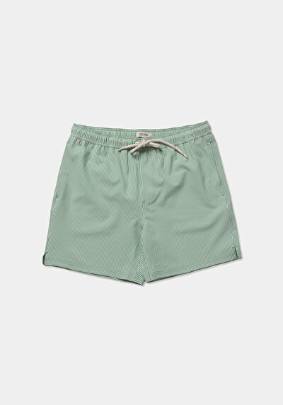 Afficher les détails de Short De Bain Vert Slim Fit Doublé Homme