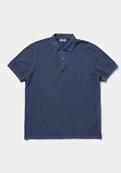 Image de T-shirt Polo À Manches Courtes Bleu Droit Regular Fit Homme