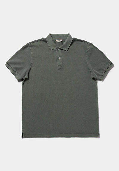Image de T-shirt Polo À Manches Courtes Vert Droit Regular Fit Homme