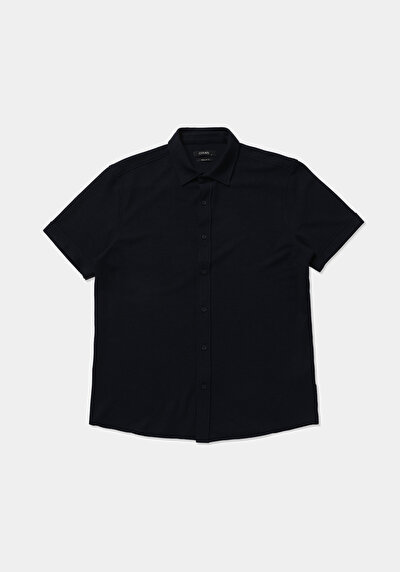 Afficher les détails de Chemise À Manches Courtes Marine Droit Regular Fit Homme