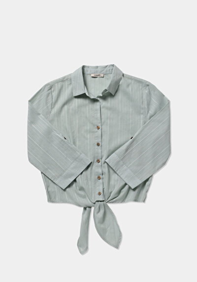 Image de Chemise À Manches Longues Vert Fashion Fit Droit Ratière Femme
