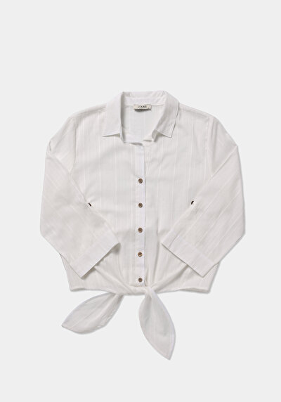Afficher les détails de Chemise À Manches Longues Blanc Fashion Fit Droit Ratière Femme