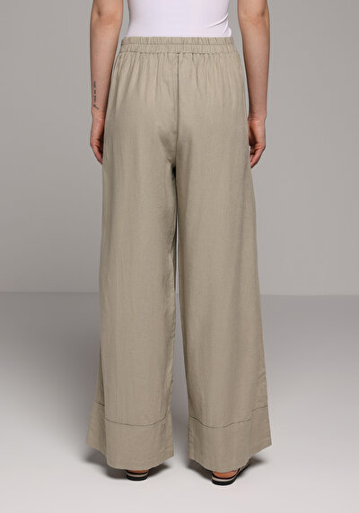 Image de Pantalon Vert Wide Leg High Rise En Uni Regular Fit Femme