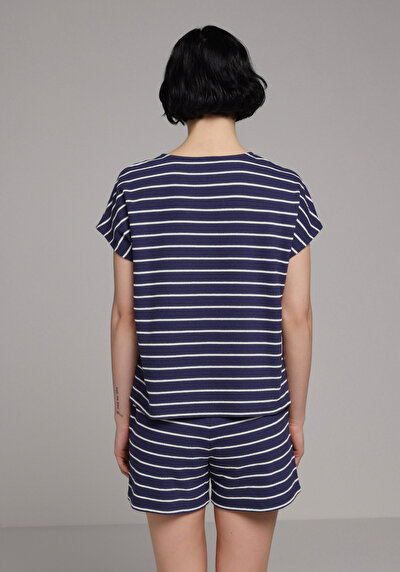 Image de T-shirt À Manches Courtes Marine Regular Fit Rayé Femme