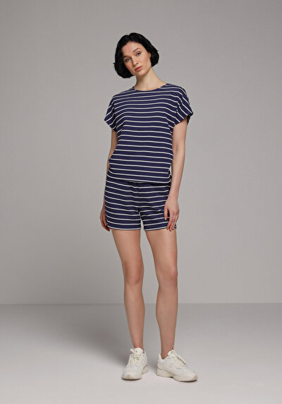 Image de T-shirt À Manches Courtes Marine Regular Fit Rayé Femme