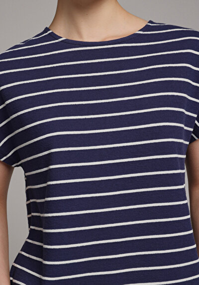 Image de T-shirt À Manches Courtes Marine Regular Fit Rayé Femme