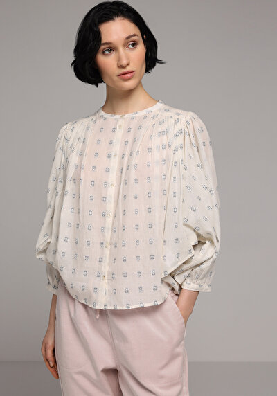 Image de Chemisier À Manches Longues Ecru Fashion Fit Femme