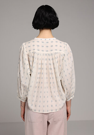 Image de Chemisier À Manches Longues Ecru Fashion Fit Femme
