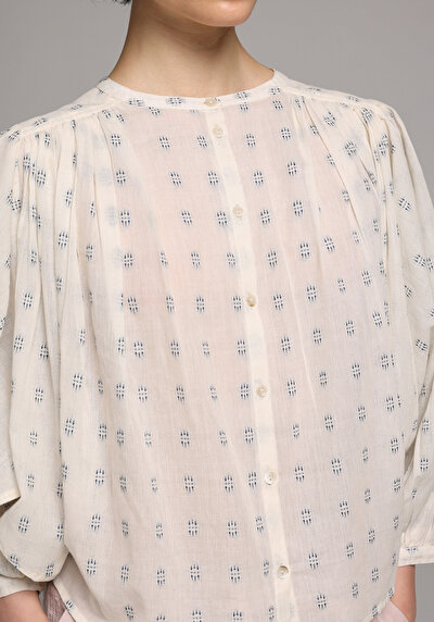 Image de Chemisier À Manches Longues Ecru Fashion Fit Femme