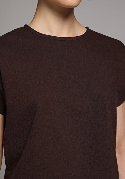 Image de T-shirt À Manches Courtes Marron Regular Fit Droit Femme