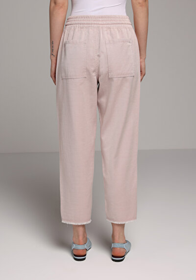 Image de Pantalon Rose Straight Leg High Rise En Sergé Regular Fit Femme