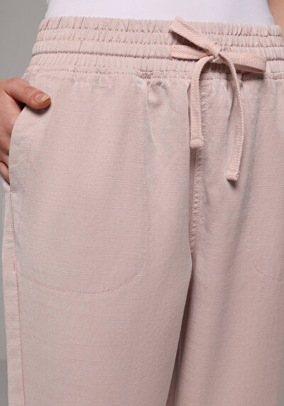 Image de Pantalon Rose Straight Leg High Rise En Sergé Regular Fit Femme