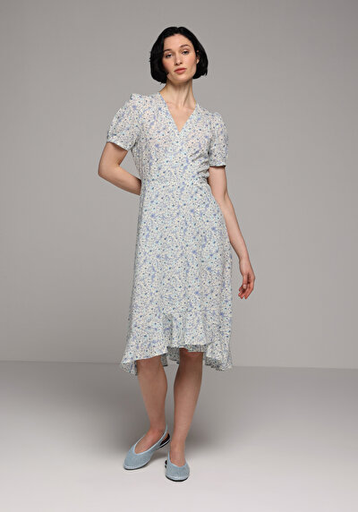 Image de Robe Multicolou Regular Fit Manches Courtes Mdi Uni Femme