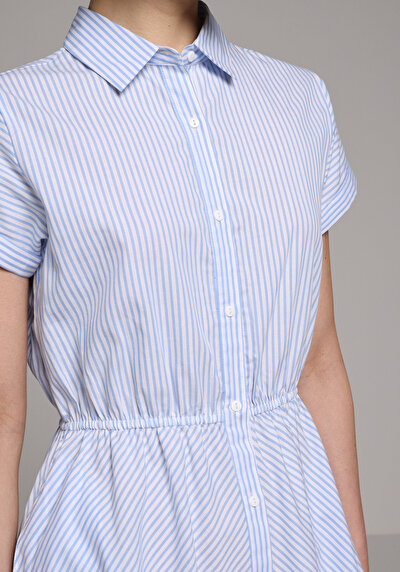 Image de Robe Bleu Regular Fit Manches Courtes Mdi Uni Femme