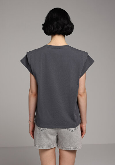 Image de T-shirt À Manches Courtes Anthracite Regular Fit Droit Femme