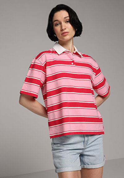 Afficher les détails de Rouge Regular Fit  Rayé Supreme Femme