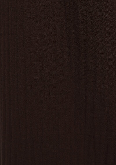 Afficher les détails de Pantalon Marron Wide Leg High Rise En Mousseline Regular Fit Femme