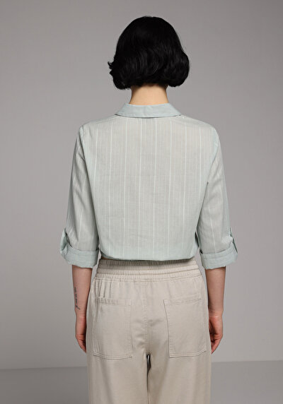 Image de Chemise À Manches Longues Vert Fashion Fit Droit Ratière Femme