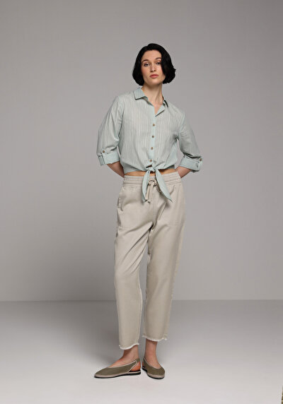 Image de Chemise À Manches Longues Vert Fashion Fit Droit Ratière Femme