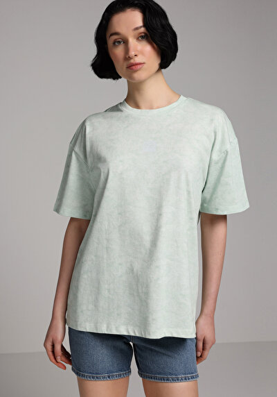 Image de T-shirt À Manches Courtes Vert Relaxed Fit Droit Femme