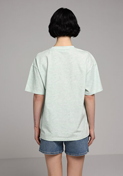 Image de T-shirt À Manches Courtes Vert Relaxed Fit Droit Femme