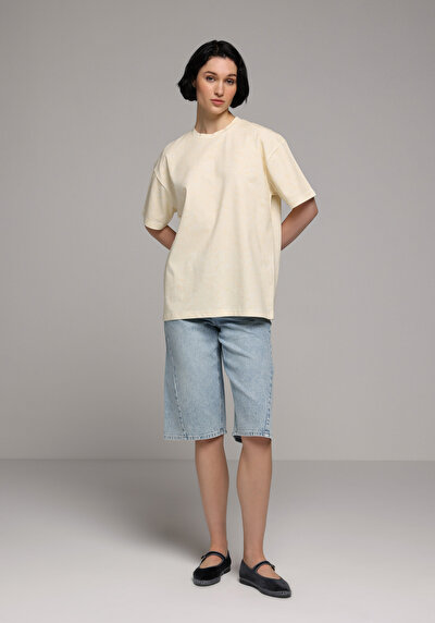 Image de T-shirt À Manches Courtes Jaune Relaxed Fit Droit Femme