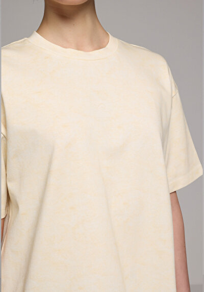 Image de T-shirt À Manches Courtes Jaune Relaxed Fit Droit Femme