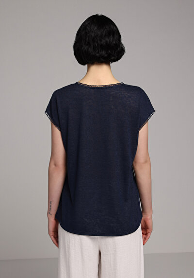 Image de Blouse À Manches Courtes Marine Regular Fit Manches Courtes Femme