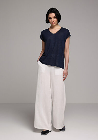 Image de Blouse À Manches Courtes Marine Regular Fit Manches Courtes Femme