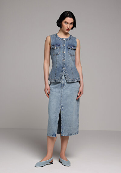 Image de Jupe Regular Fit Droit Jean Mdi Femme
