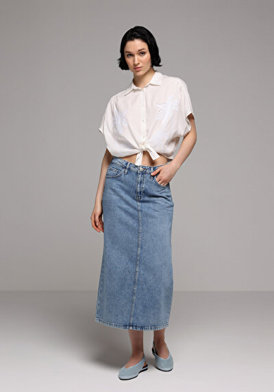 Image de Jupe Denim Slim Fit Droit Jean Maxi Femme