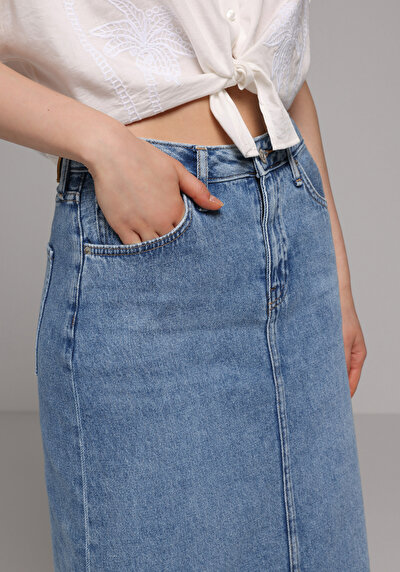 Image de Jupe Denim Slim Fit Droit Jean Maxi Femme
