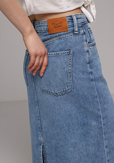 Afficher les détails de Jupe Denim Slim Fit Droit Jean Maxi Femme