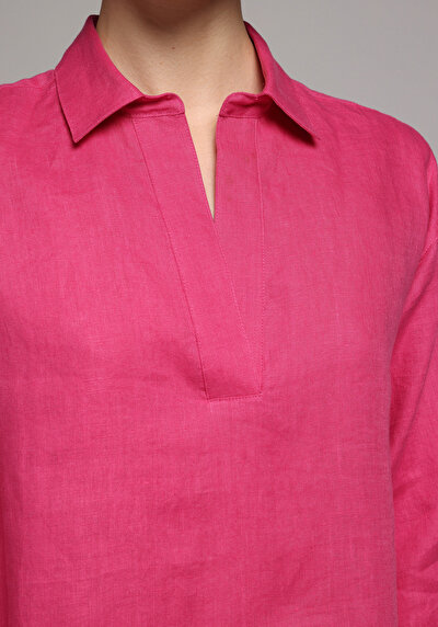 Afficher les détails de Chemise À Manches Longues Rose Fashion Fit Droit Uni Femme