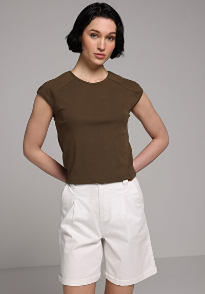 Image de T-shirt À Manches Courtes Vert Slim Fit Droit Femme