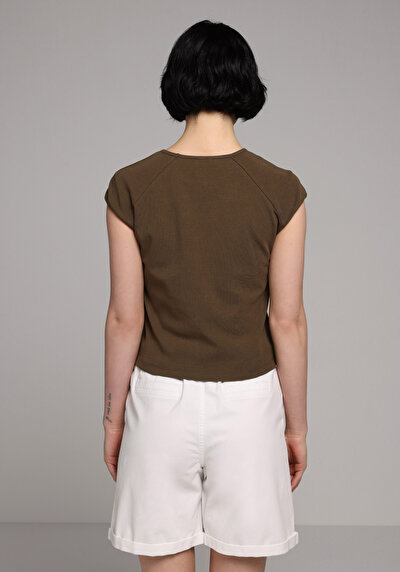 Image de T-shirt À Manches Courtes Vert Slim Fit Droit Femme