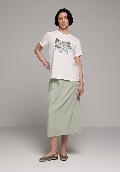 Image de Jupe Vert Midi Droit Uni Mdi Femme