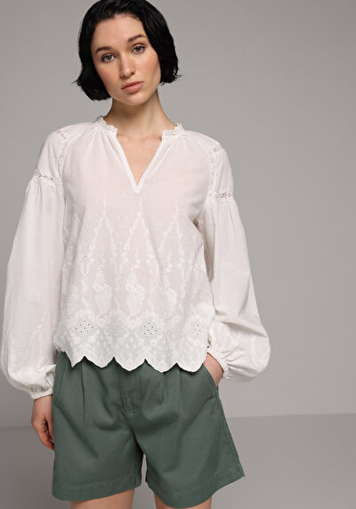 Image de Chemisier À Manches Longues Blanc Fashion Fit Femme