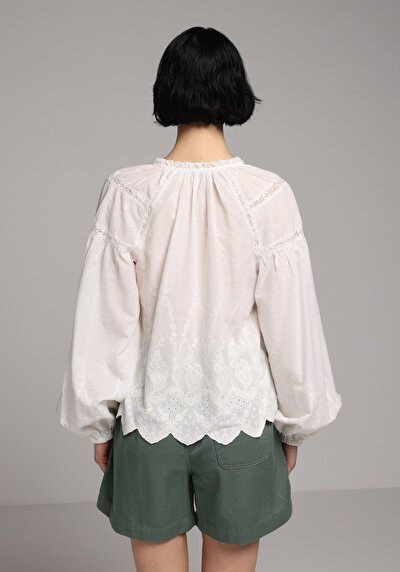 Image de Chemisier À Manches Longues Blanc Fashion Fit Femme