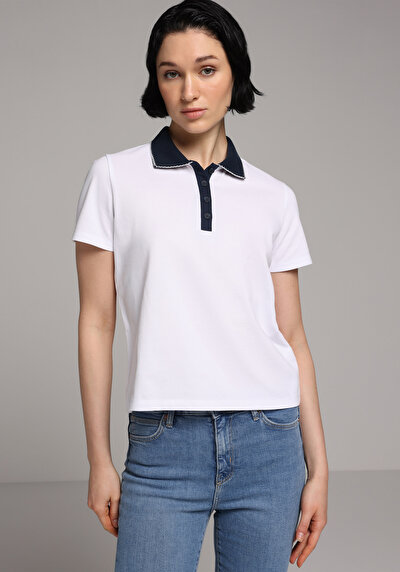 Image de Blanc Regular Fit Droit Pique Femme