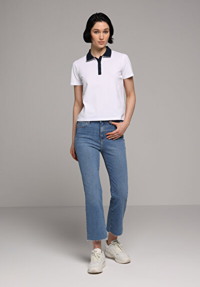 Image de Blanc Regular Fit Droit Pique Femme