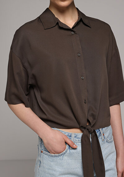 Image de Chemise À Manches Courtes Marron Droit Fashion Fit Femme