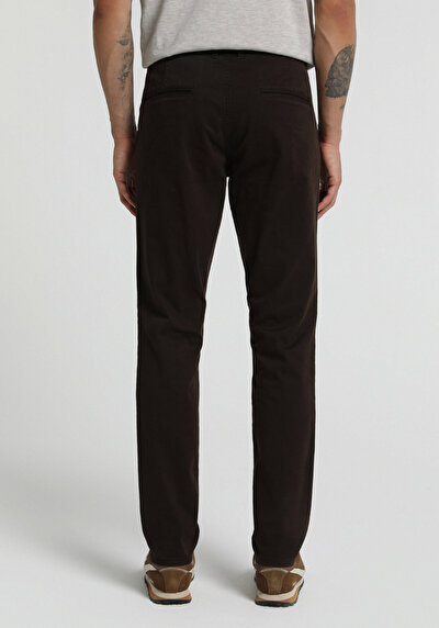 Image de Pantalon Marron Straight Leg Medium Rise Gabardine Slim Fit Homme