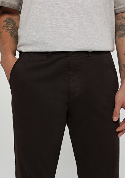 Image de Pantalon Marron Straight Leg Medium Rise Gabardine Slim Fit Homme