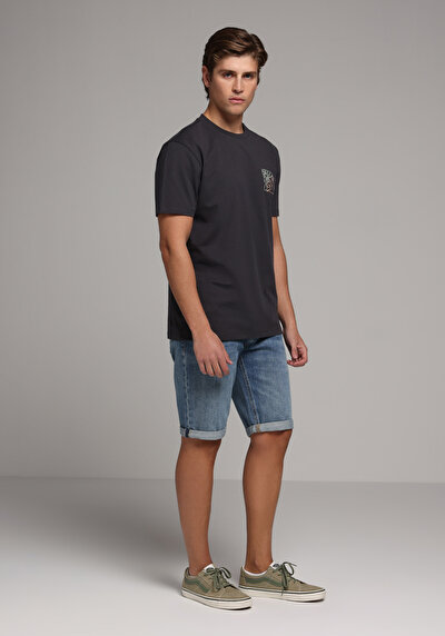 Image de T-shirt À Manches Courtes Gris Regular Fit Droit Homme