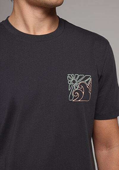 Image de T-shirt À Manches Courtes Gris Regular Fit Droit Homme
