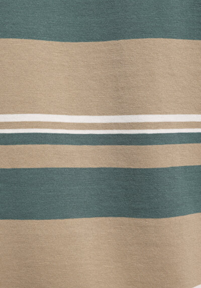 Afficher les détails de T-shirt À Manches Courtes Beige Comfort Fit Rayé Homme