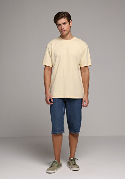 Afficher les détails de T-shirt À Manches Courtes Jaune Comfort Fit Droit Homme