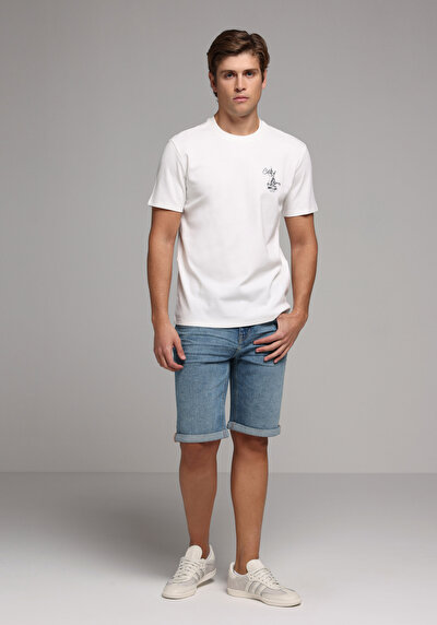 Image de T-shirt À Manches Courtes Blanc Regular Fit Droit Homme