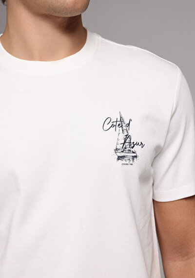 Image de T-shirt À Manches Courtes Blanc Regular Fit Droit Homme